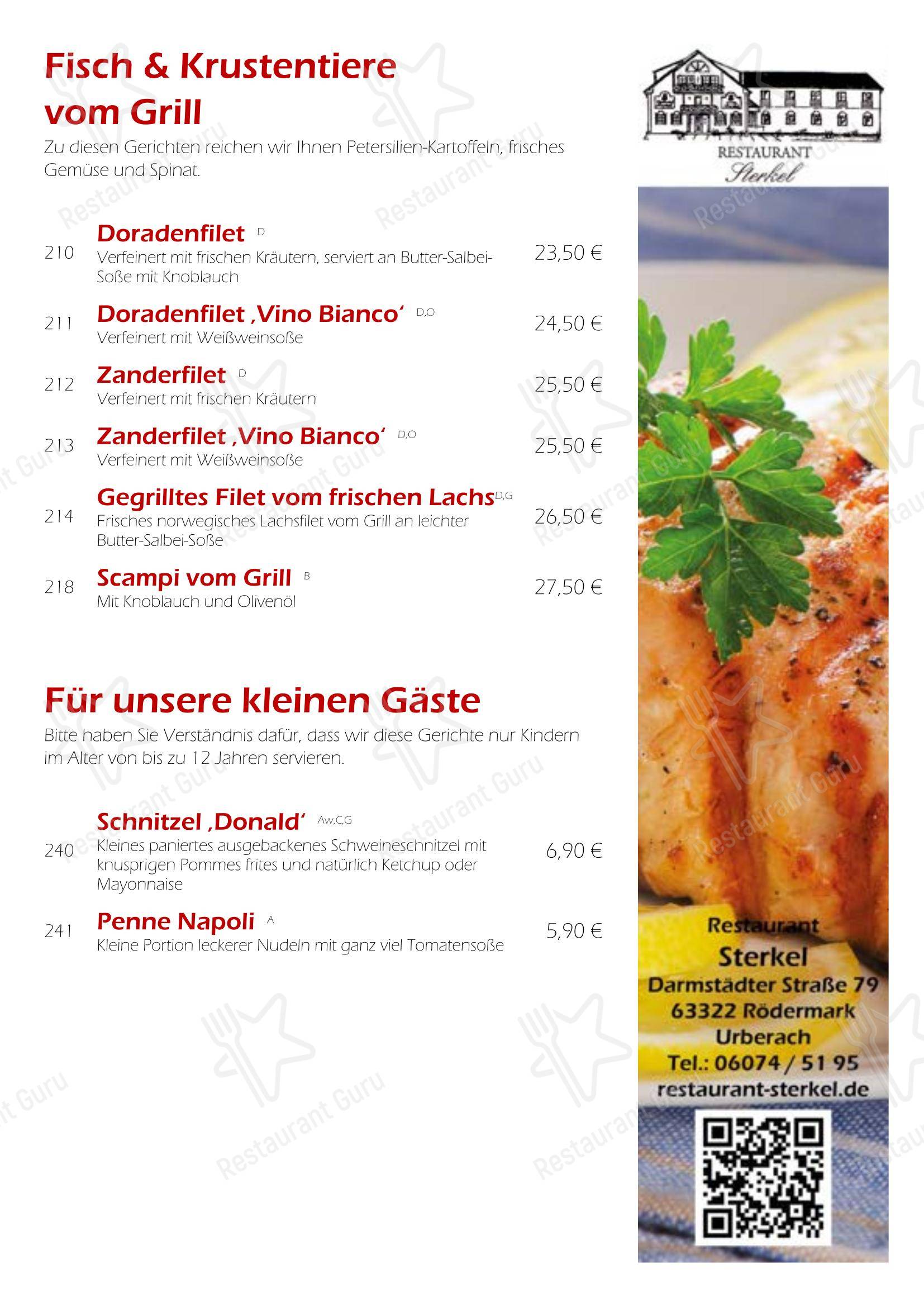 Меню напитков ресторана Restaurant Sterkel в Рёдермарке