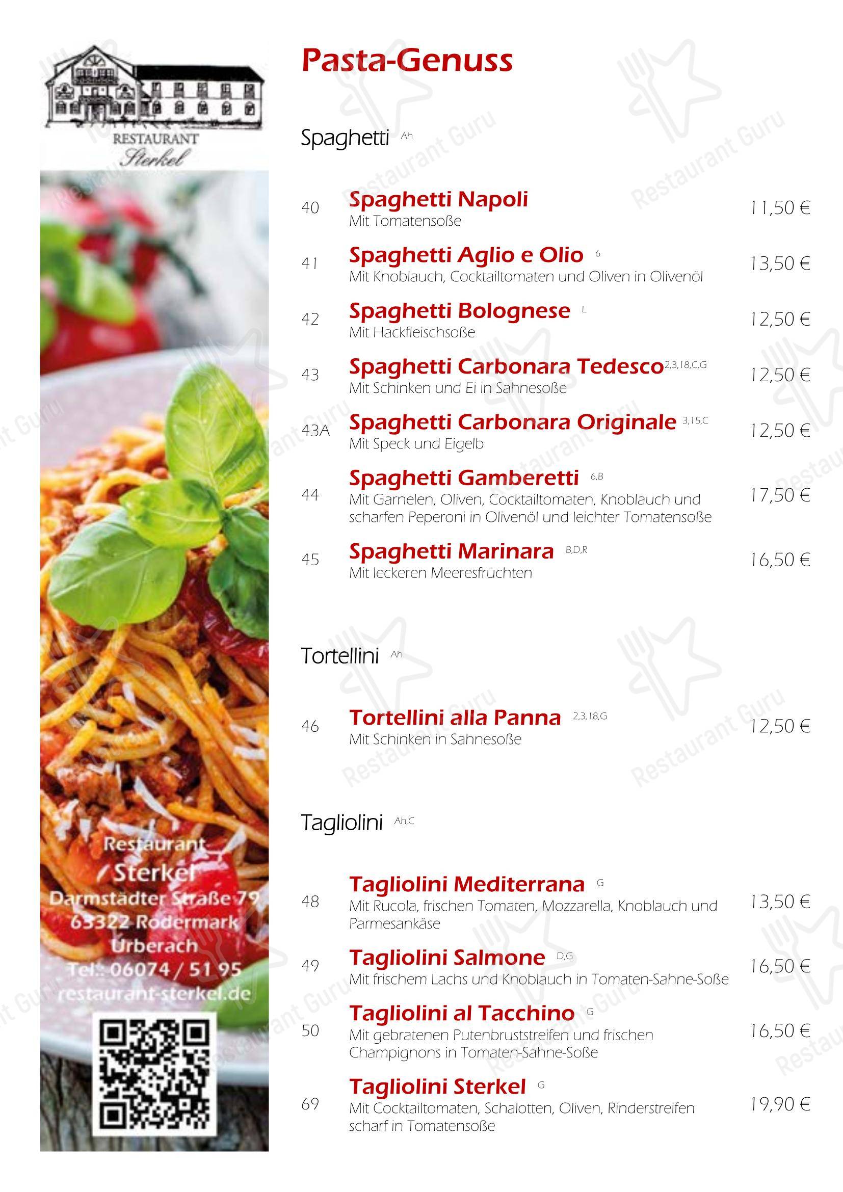 Меню напитков ресторана Restaurant Sterkel