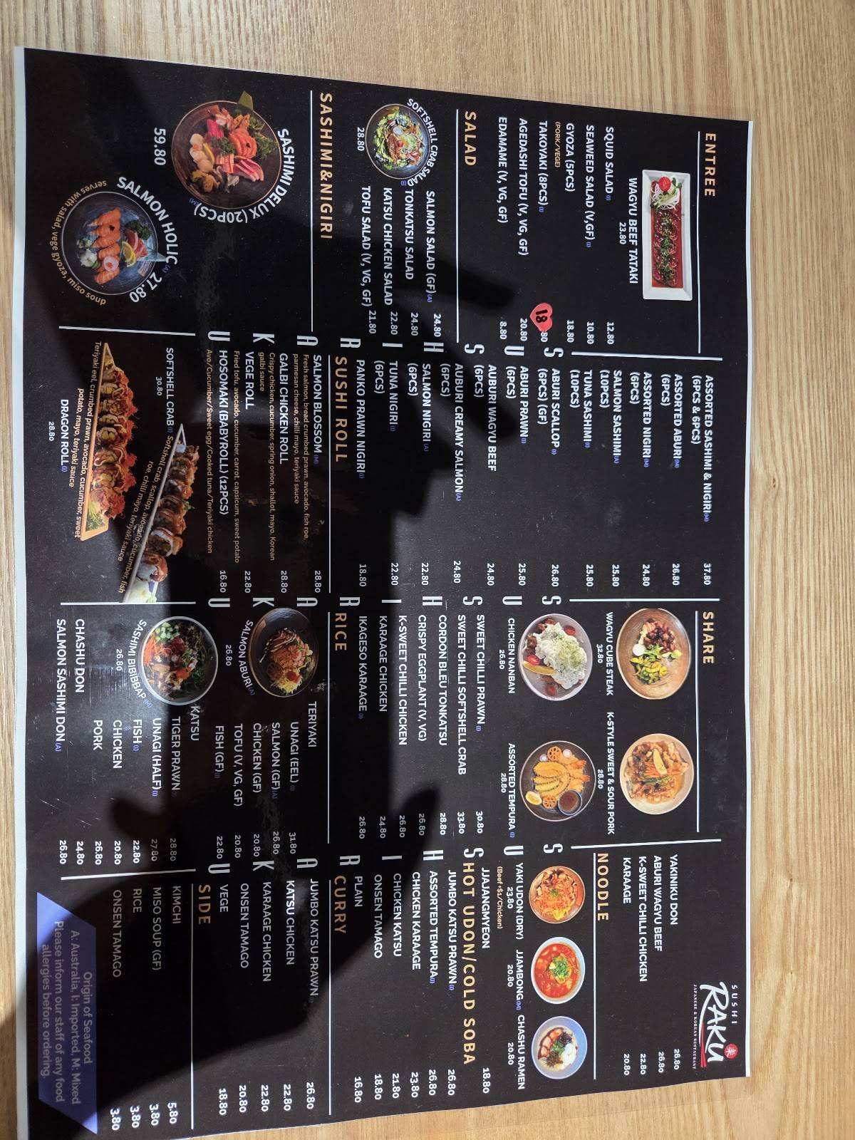 Sushi Raku меню