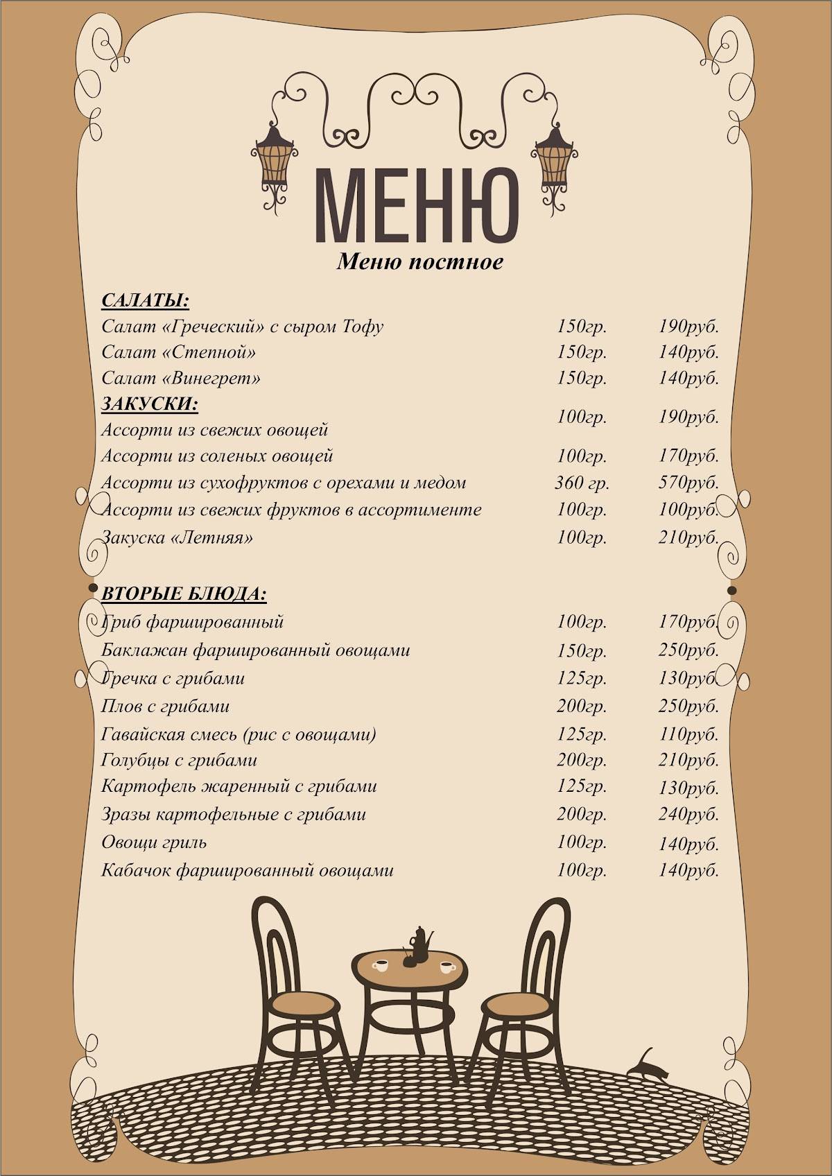 Цезарь меню
