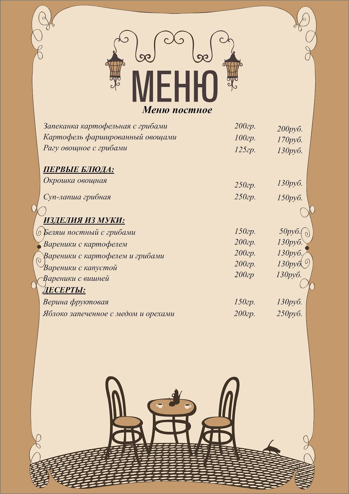 Цезарь меню
