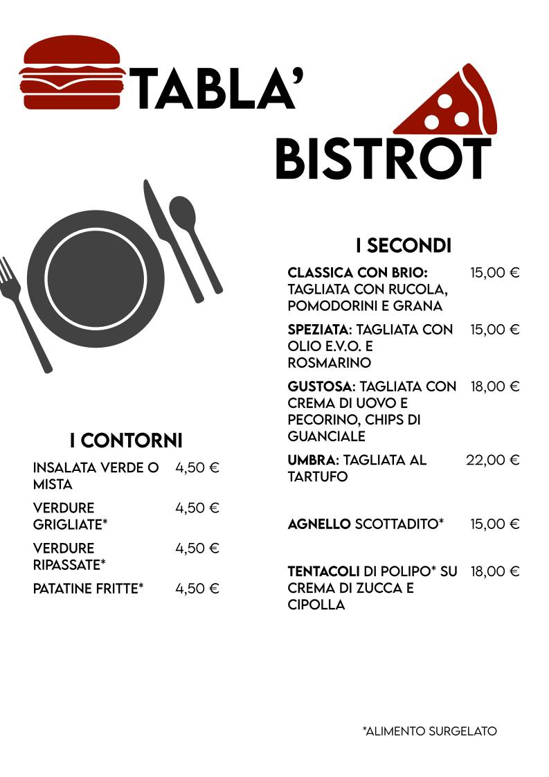 Tablà Bistrot меню