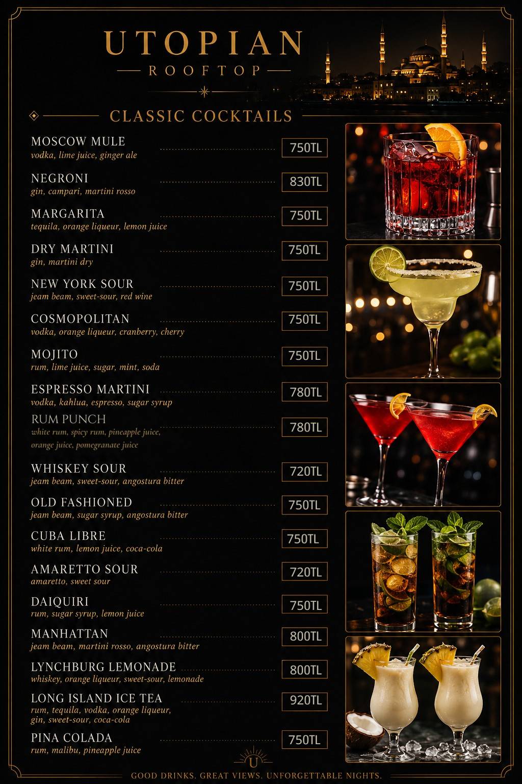 Utopian Rooftop Restaurant меню
