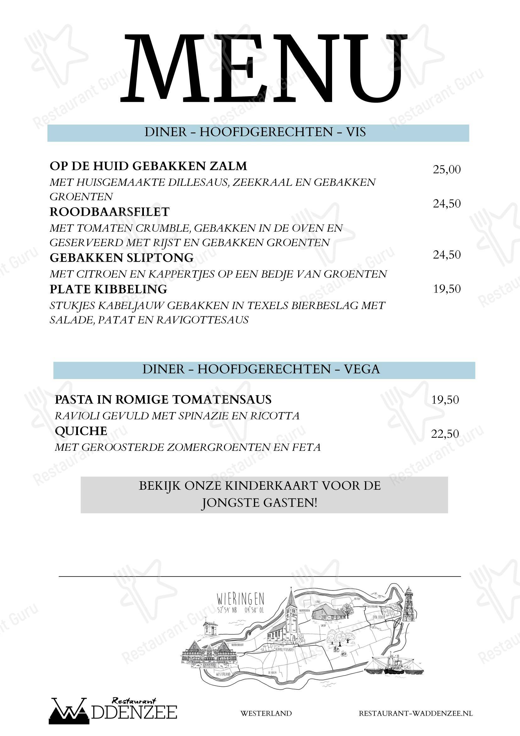 Меню ресторана Restaurant Waddenzee - 菜单