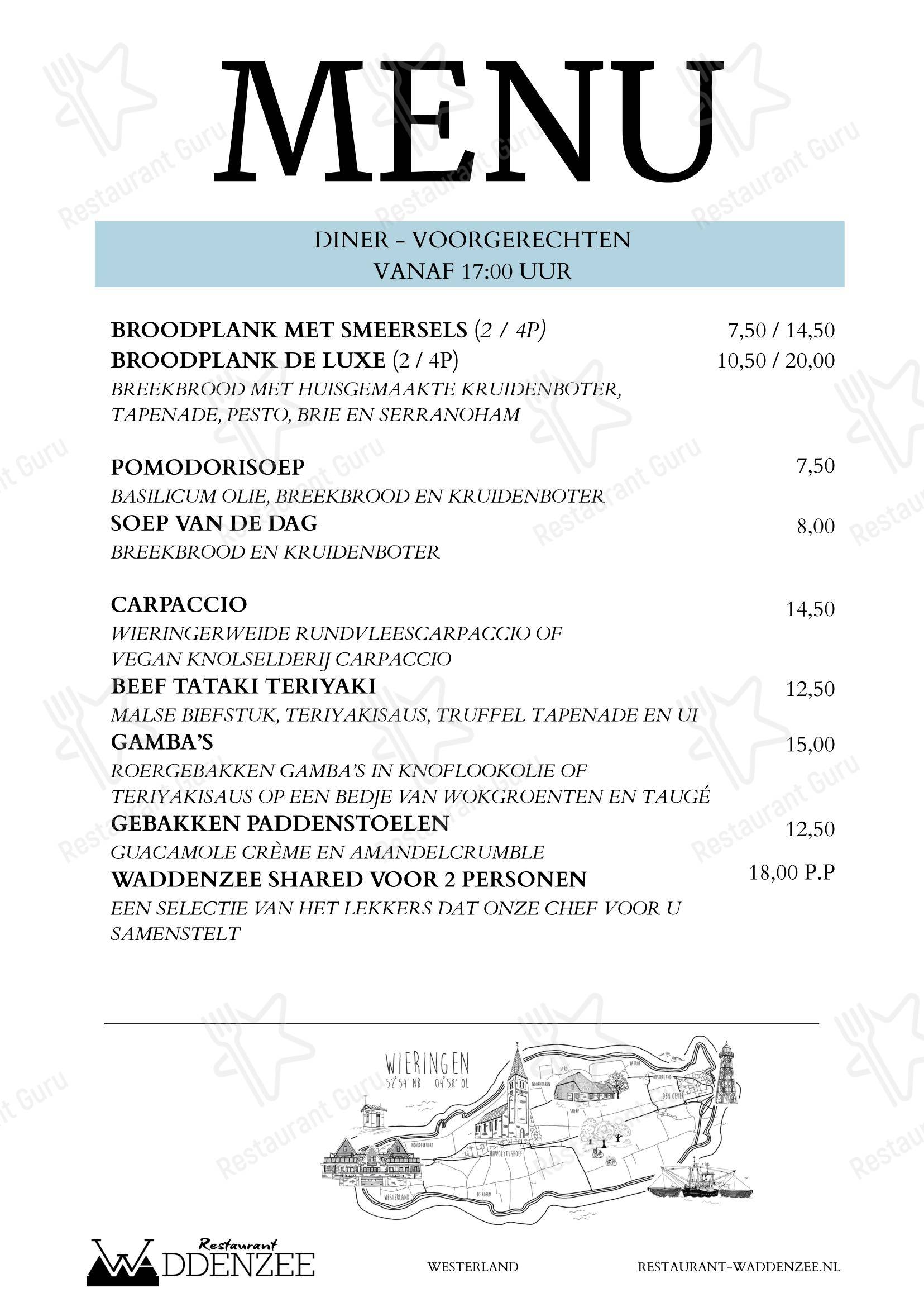 Restaurant Waddenzee в Westerland - 菜单