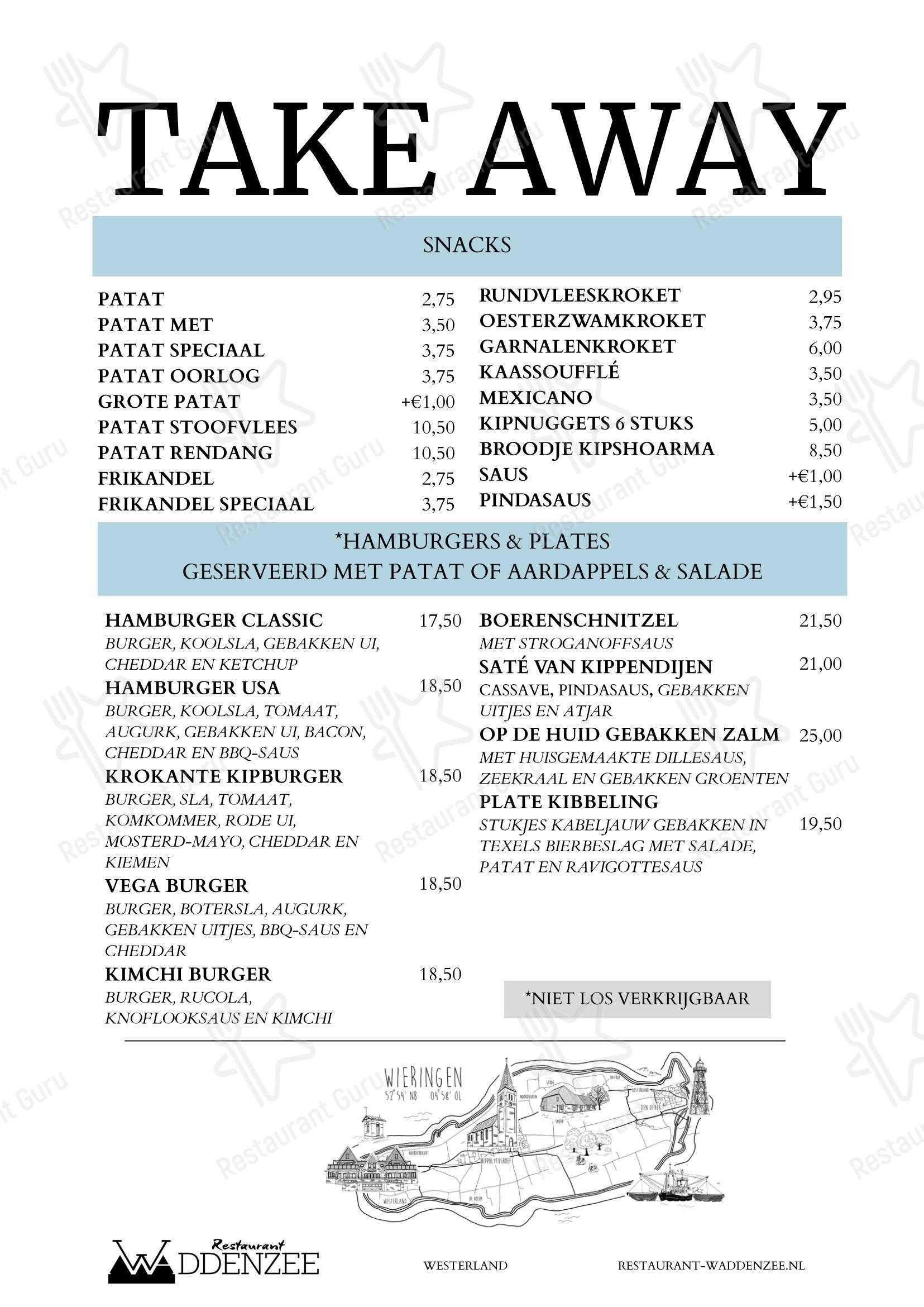 Меню ресторана Restaurant Waddenzee - Основное меню