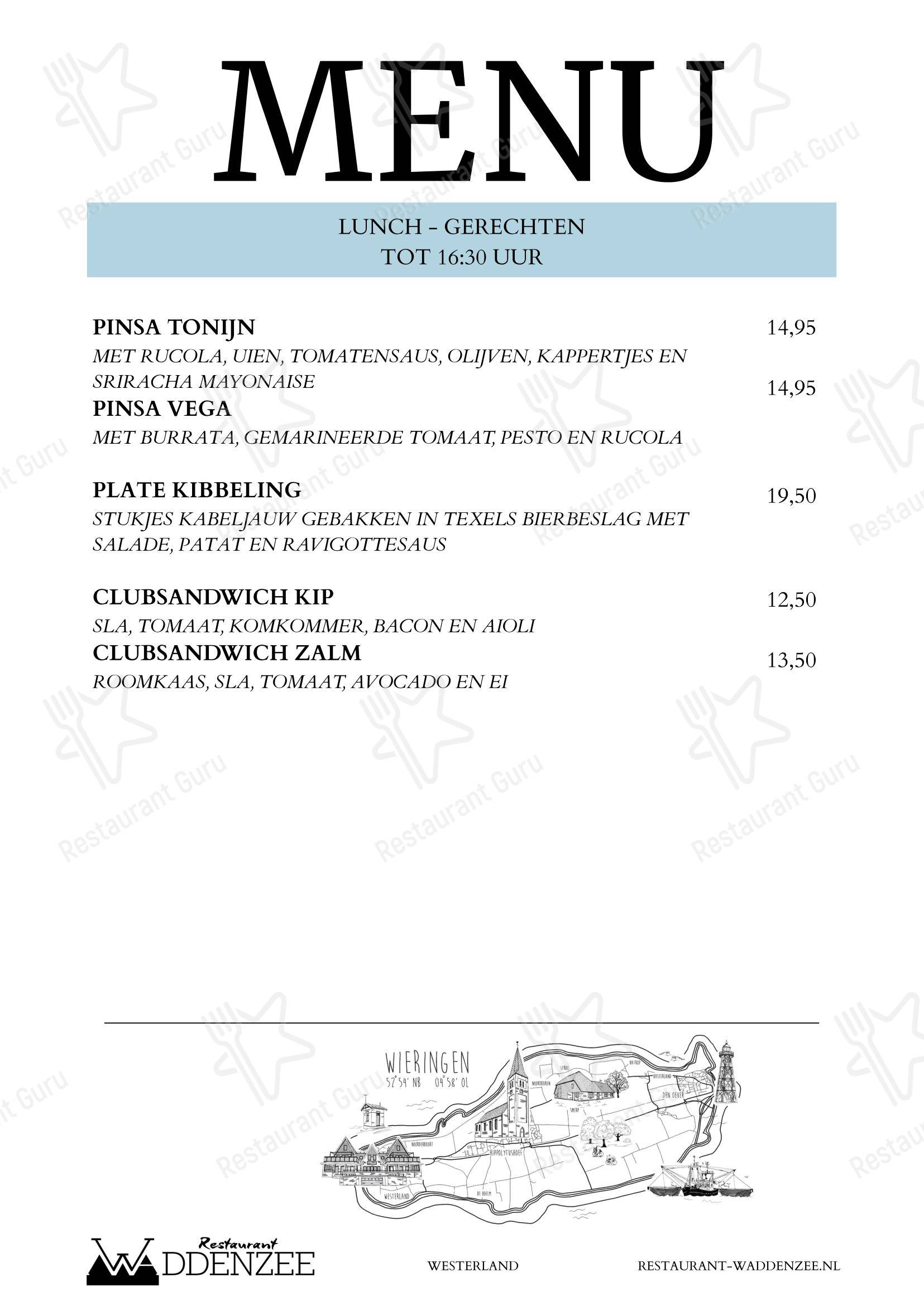 Restaurant Waddenzee в Westerland - 菜单