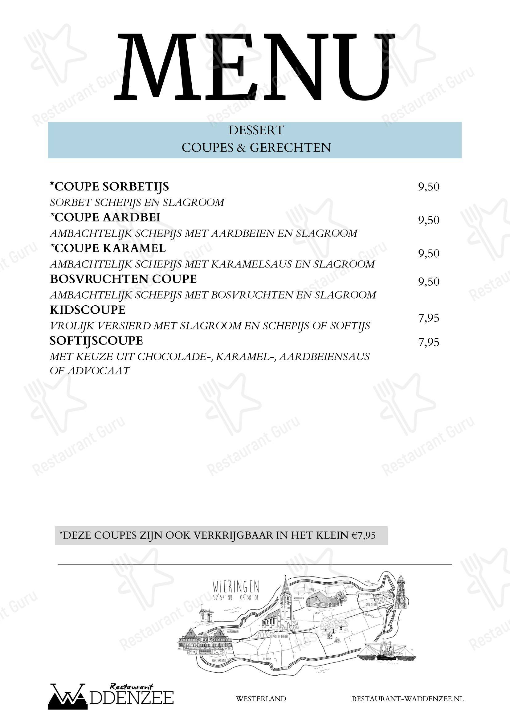 Меню ресторана Restaurant Waddenzee - 菜单