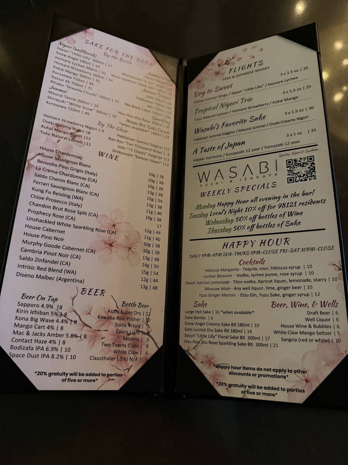 Wasabi Sushi & Izakaya меню