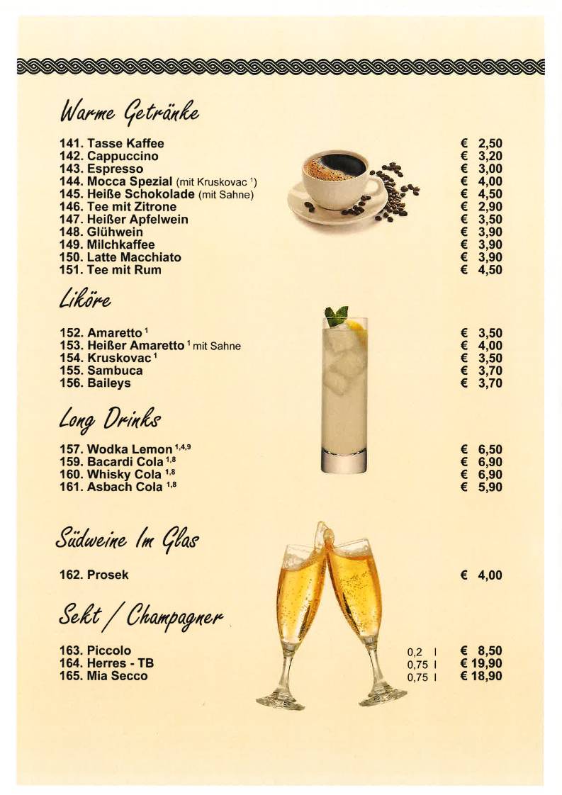 Restaurant Zagreb меню