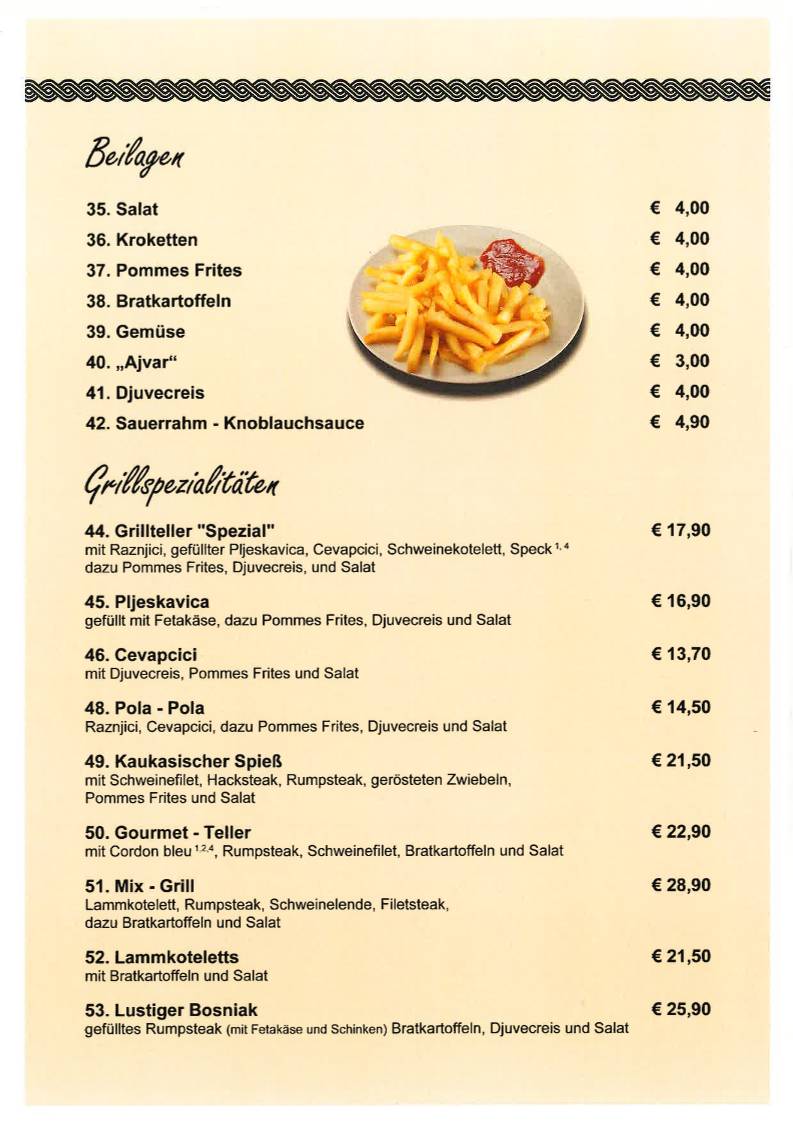 Restaurant Zagreb меню