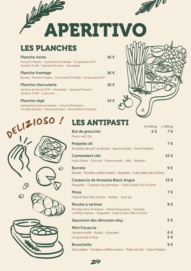 Zio - Sandwicherie - Épicerie - Aperitivo меню