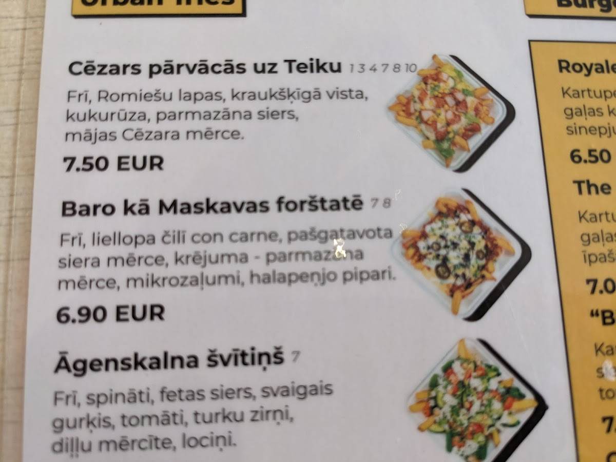strEAT RIGA, Restorāns меню