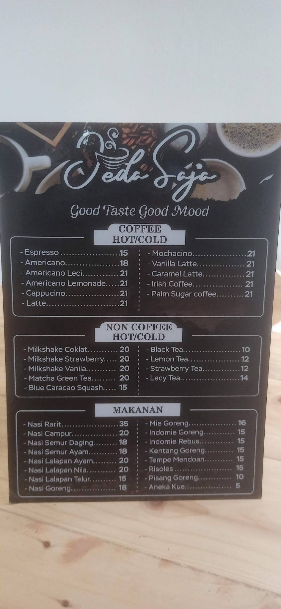 Resto Rarit & Jeda Saja Coffee меню