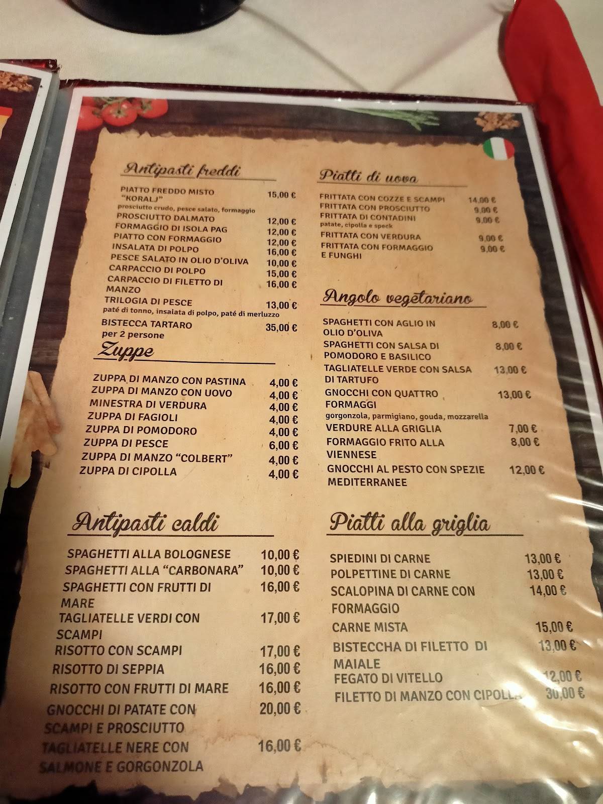 Restoran Koralj меню