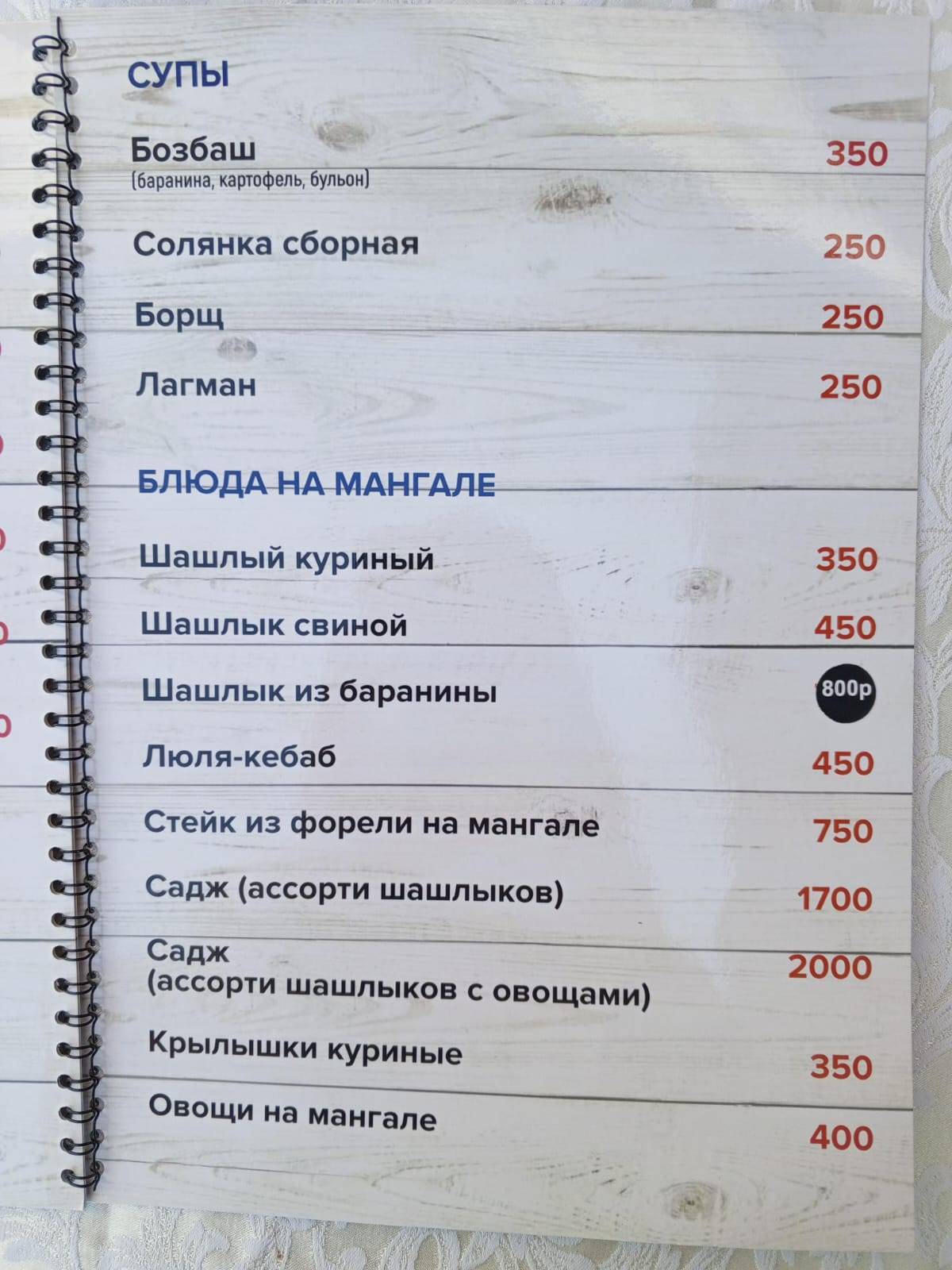 Зарина меню