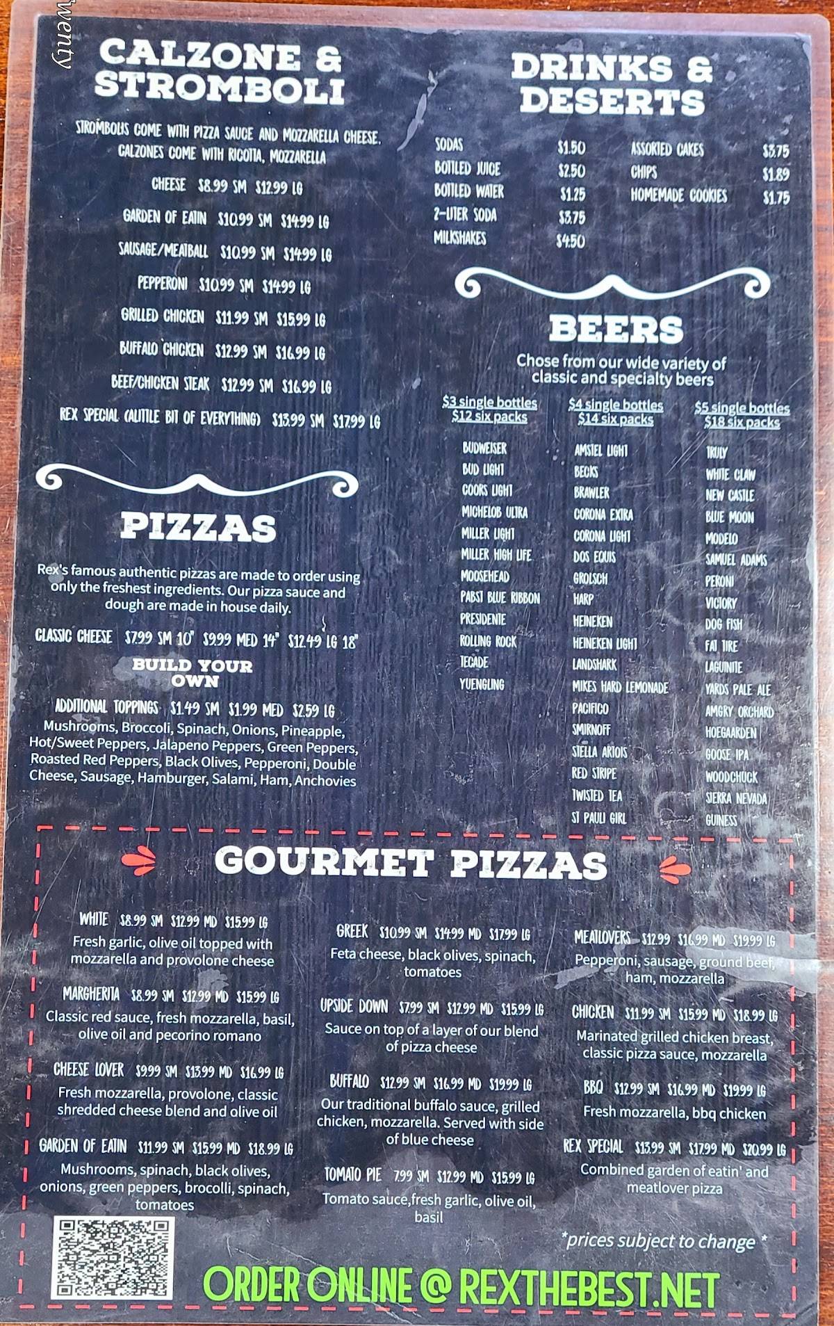 Rex Pizza & Beer меню