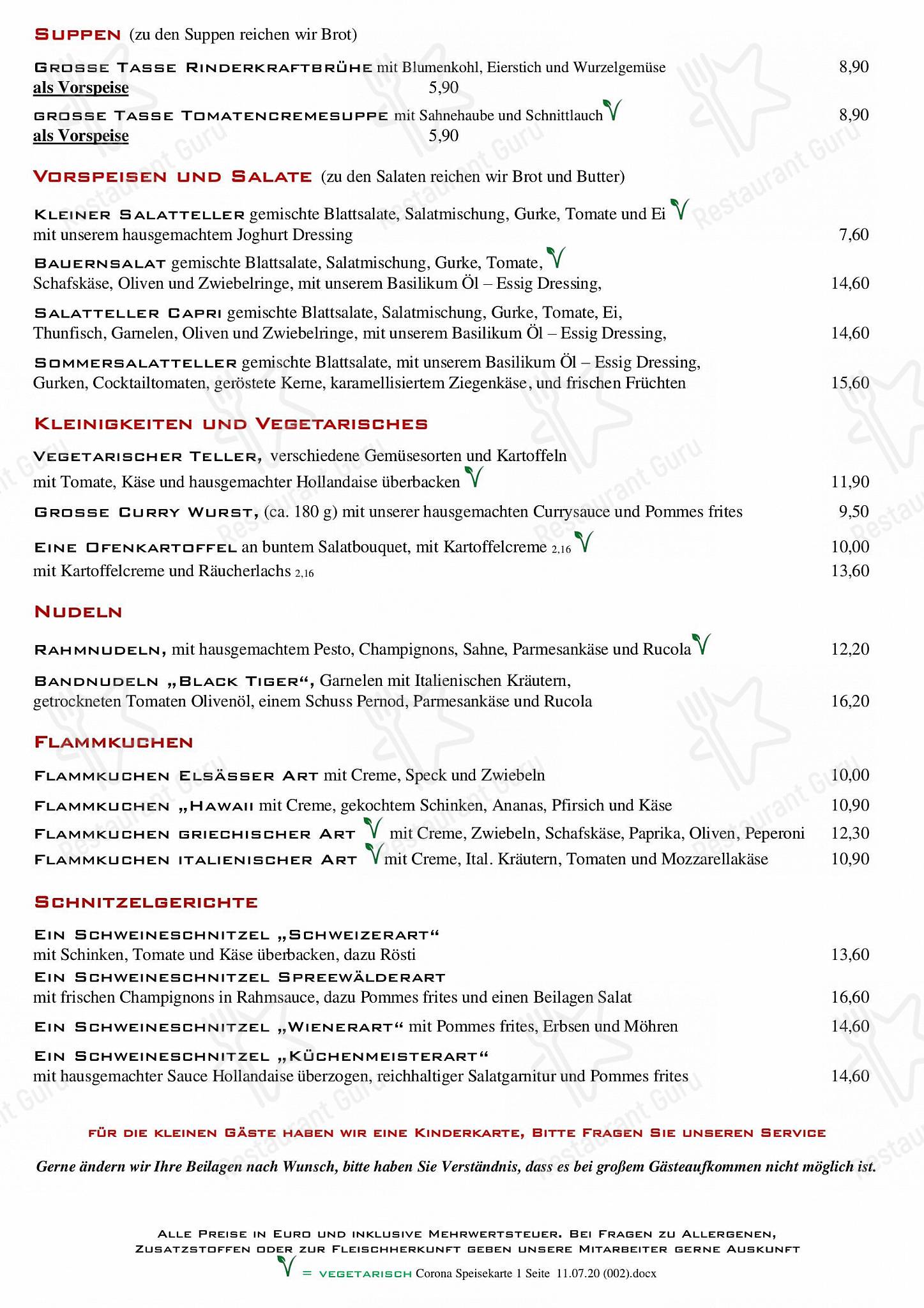 Меню ресторана Rheincafé Rösen UG - Drink menu