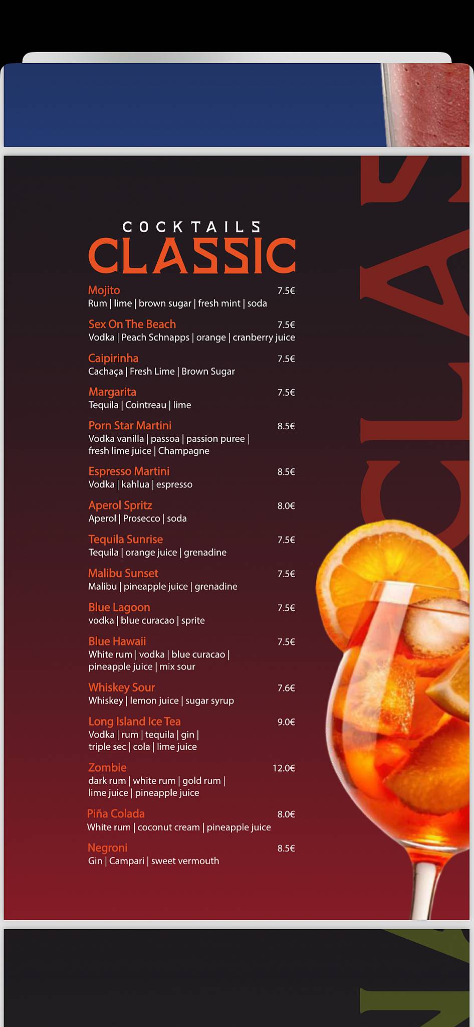 Cameron Cocktail Shisha Bar меню