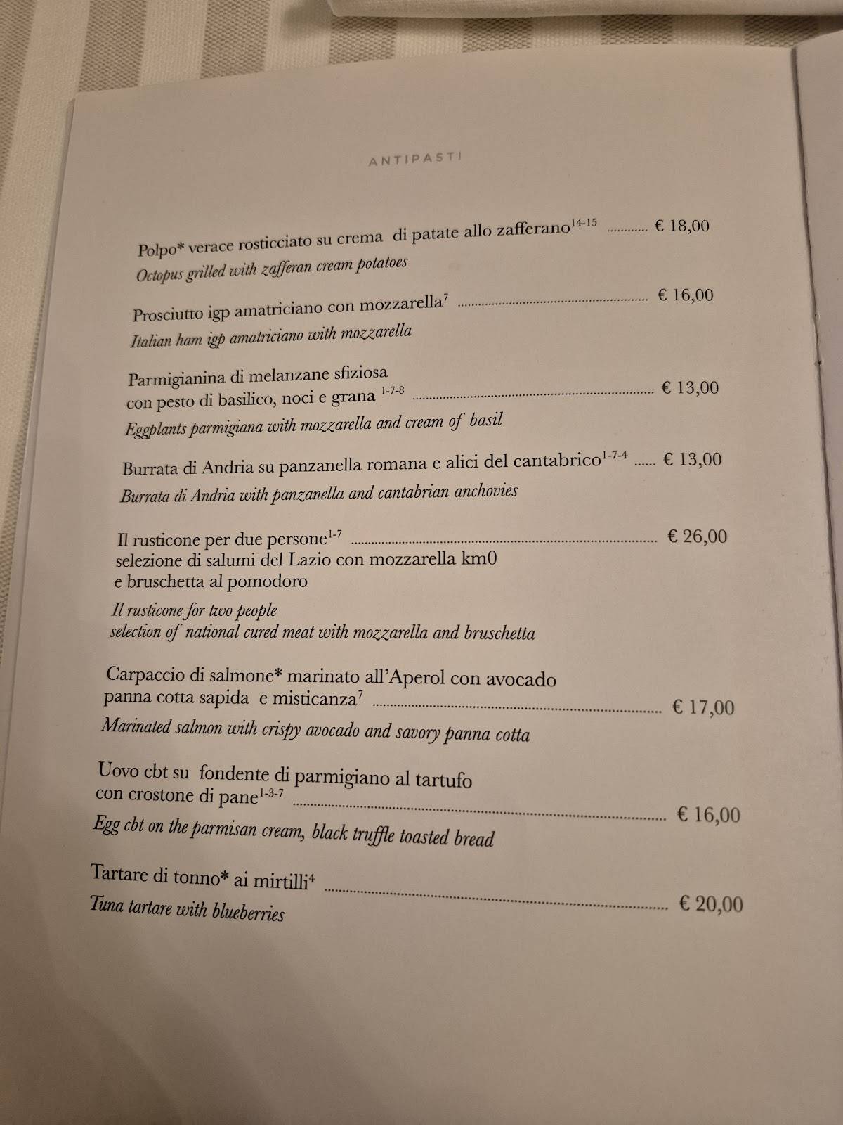 Ristorante Arlù меню