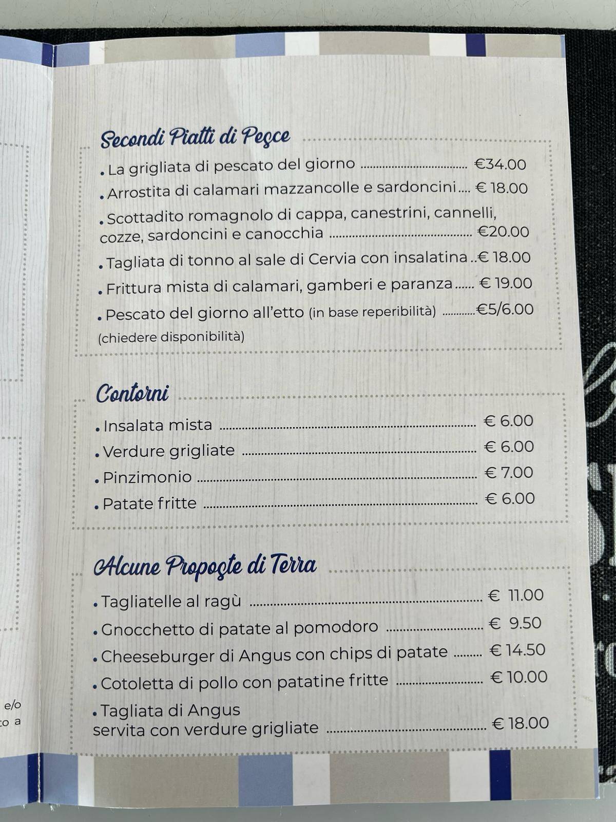 Ristorante Cala 46 Rimini меню