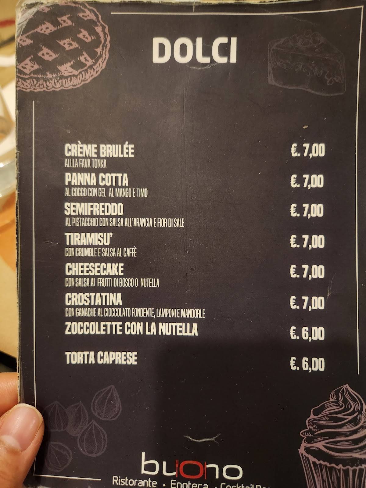 Ristorante Buono Enoteca e Cocktail Bar меню