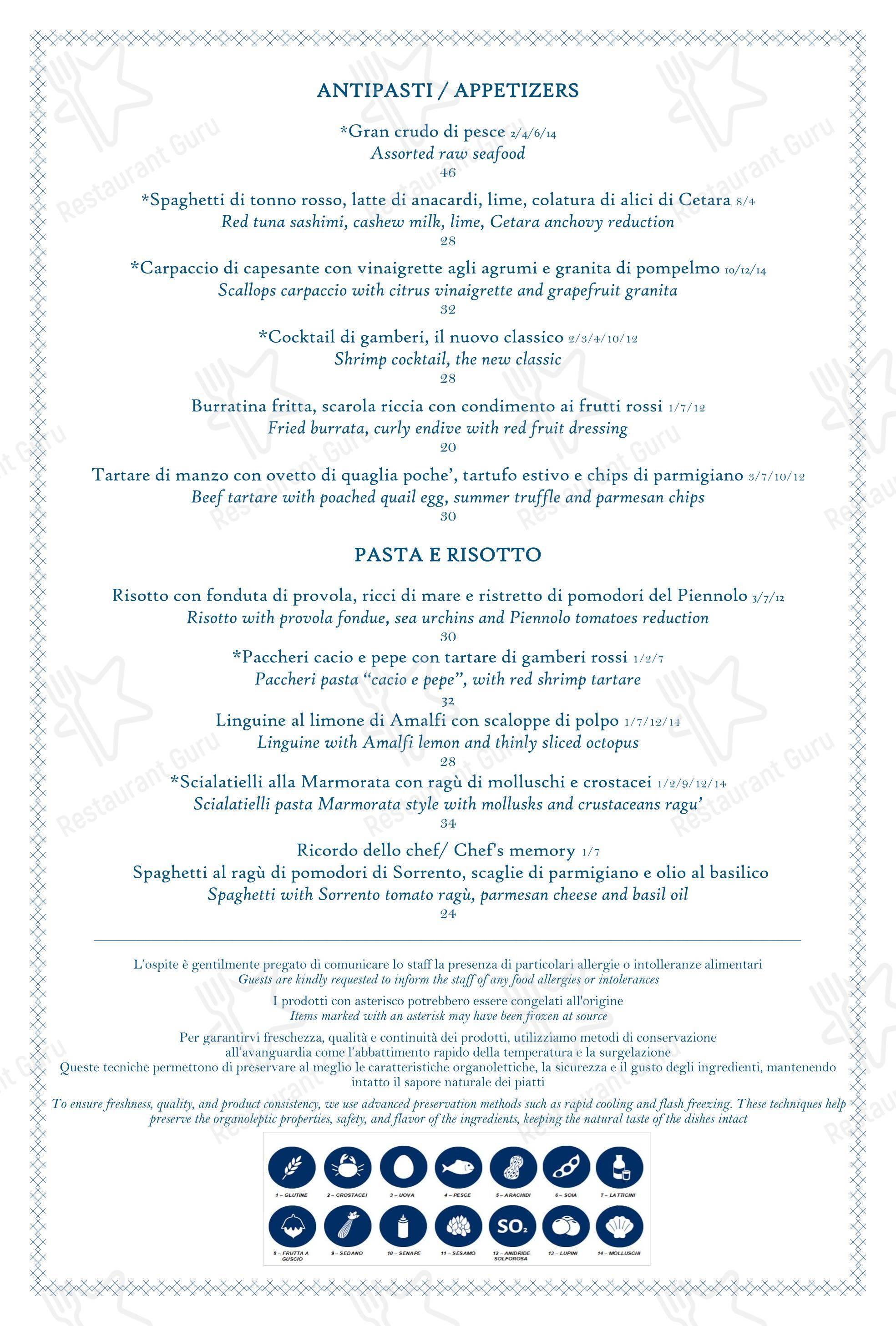 Меню Ristorante L'Antica Cartiera - блюда и напитки