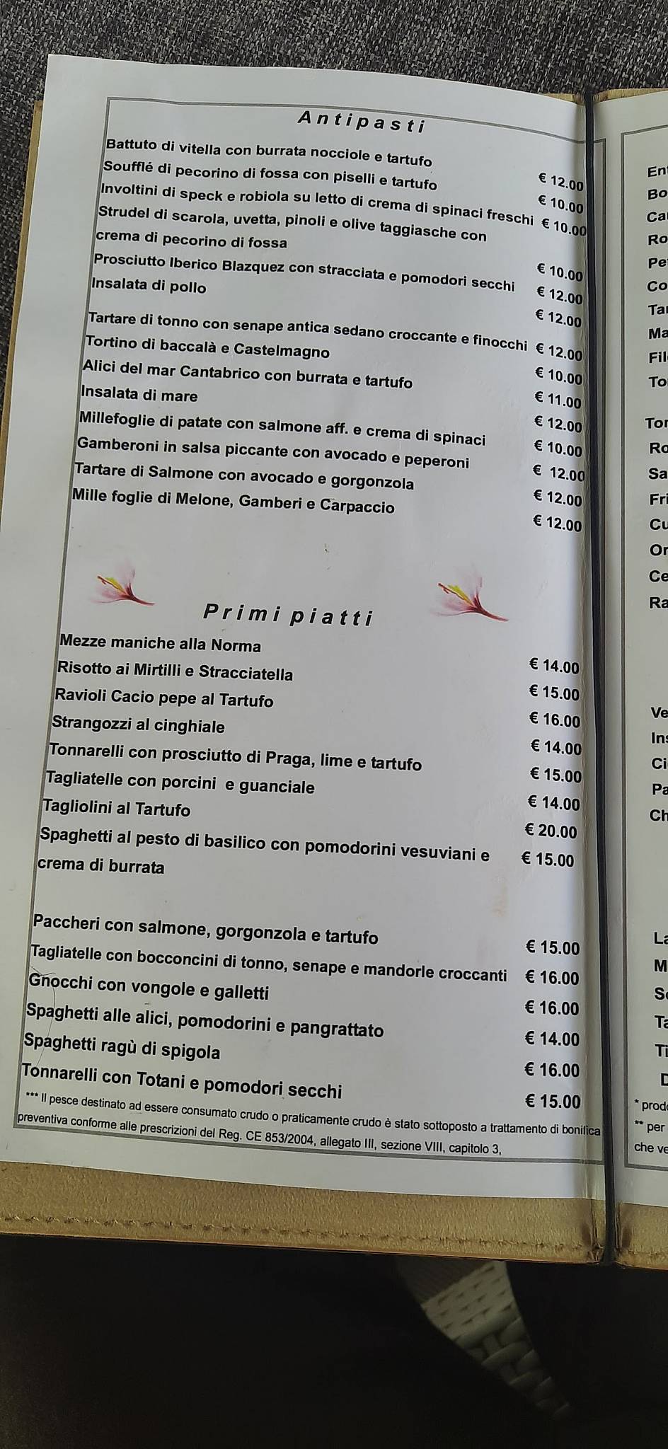 Ristorante L'invito меню