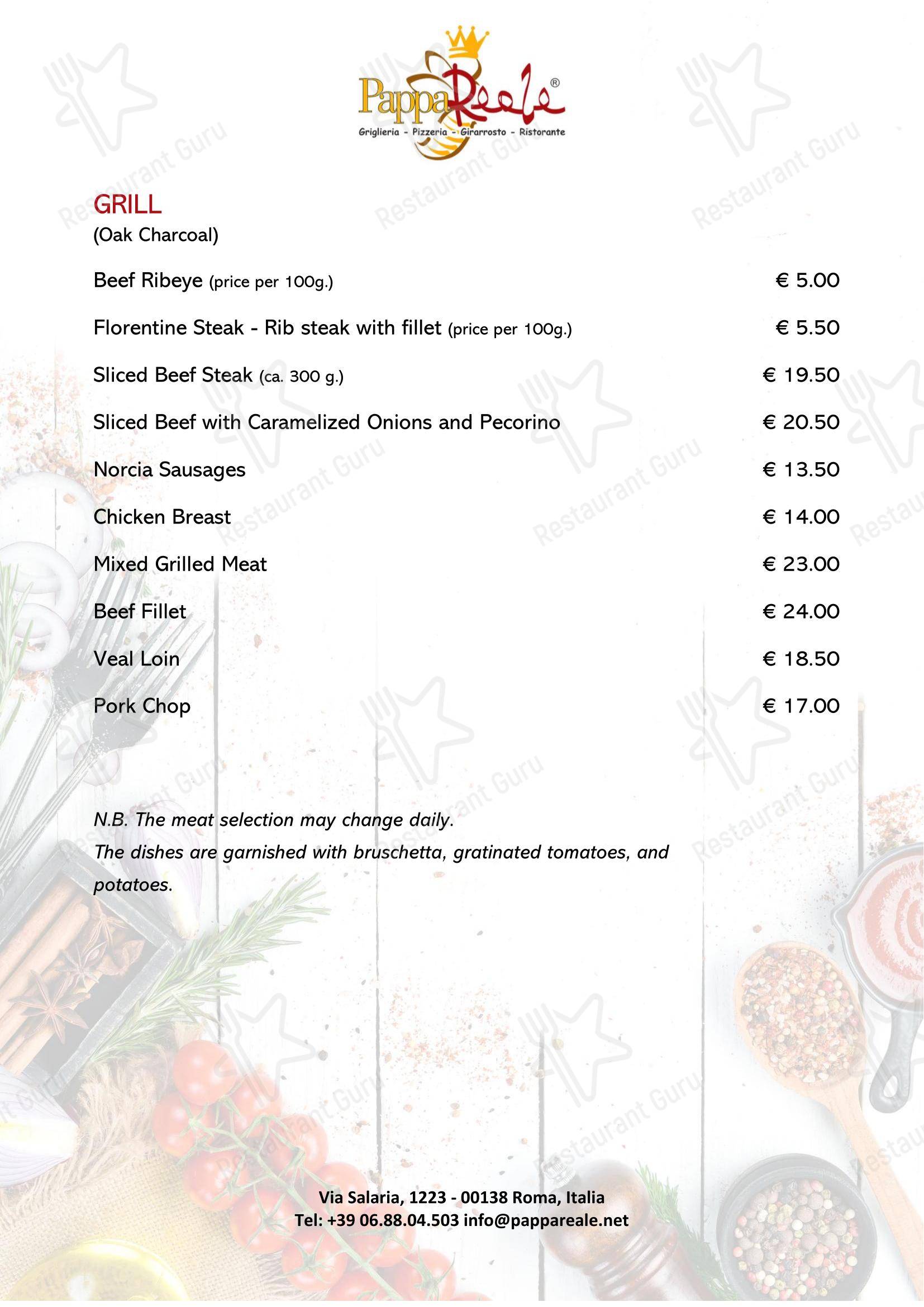 Меню пиццерии Ristorante Pizzeria - PappaReale - Меню