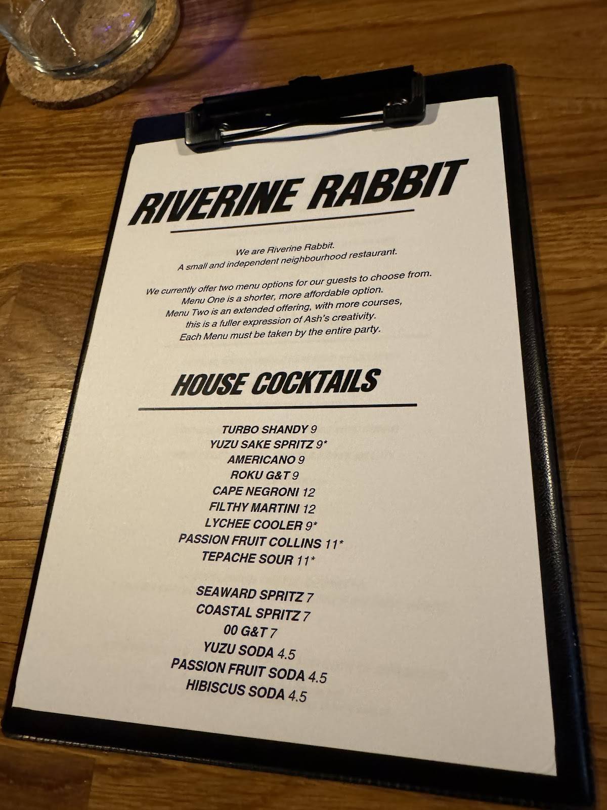 Riverine Rabbit меню