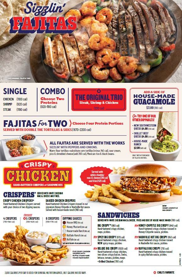 Chili's Grill & Bar меню