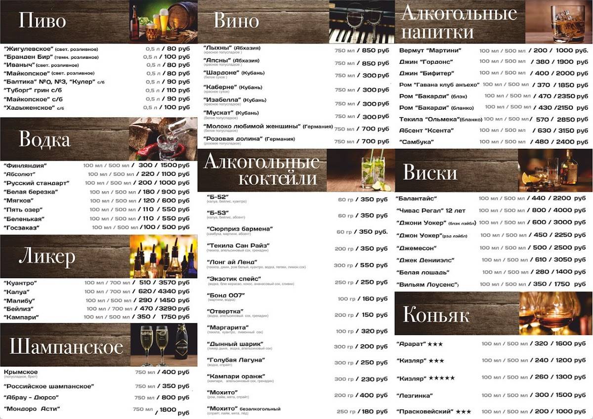 Рок-бар 777 меню