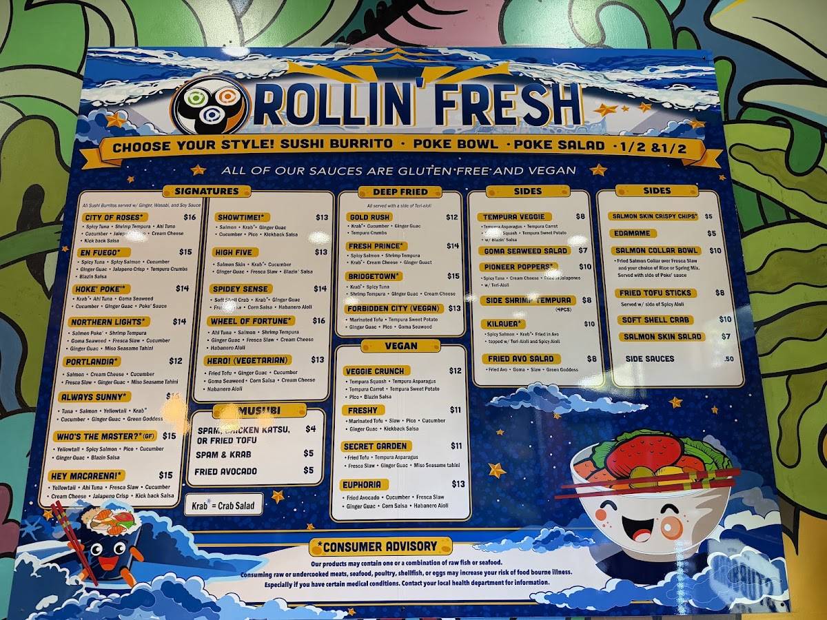 Rollin Fresh- Glisan меню