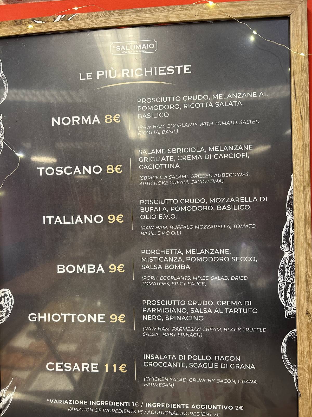 IL SALUMAIO меню