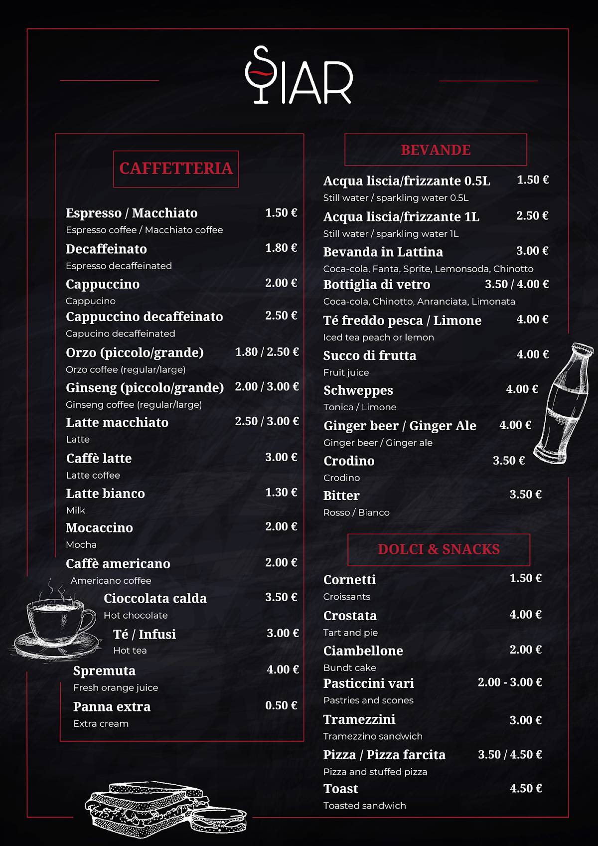Siar Ristorante Bistrot меню