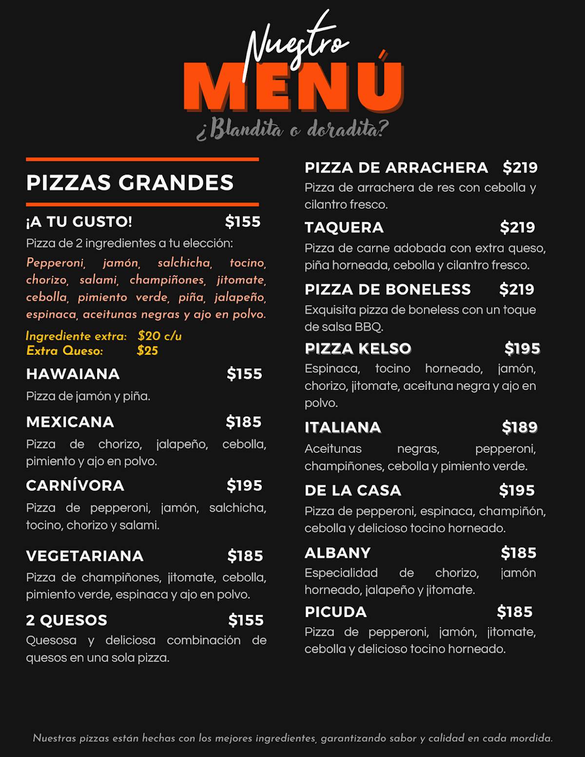 Rooster Pizzas меню
