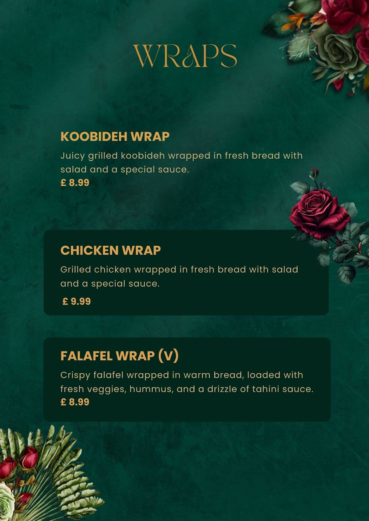 Rose Persian Restaurant & Bar меню