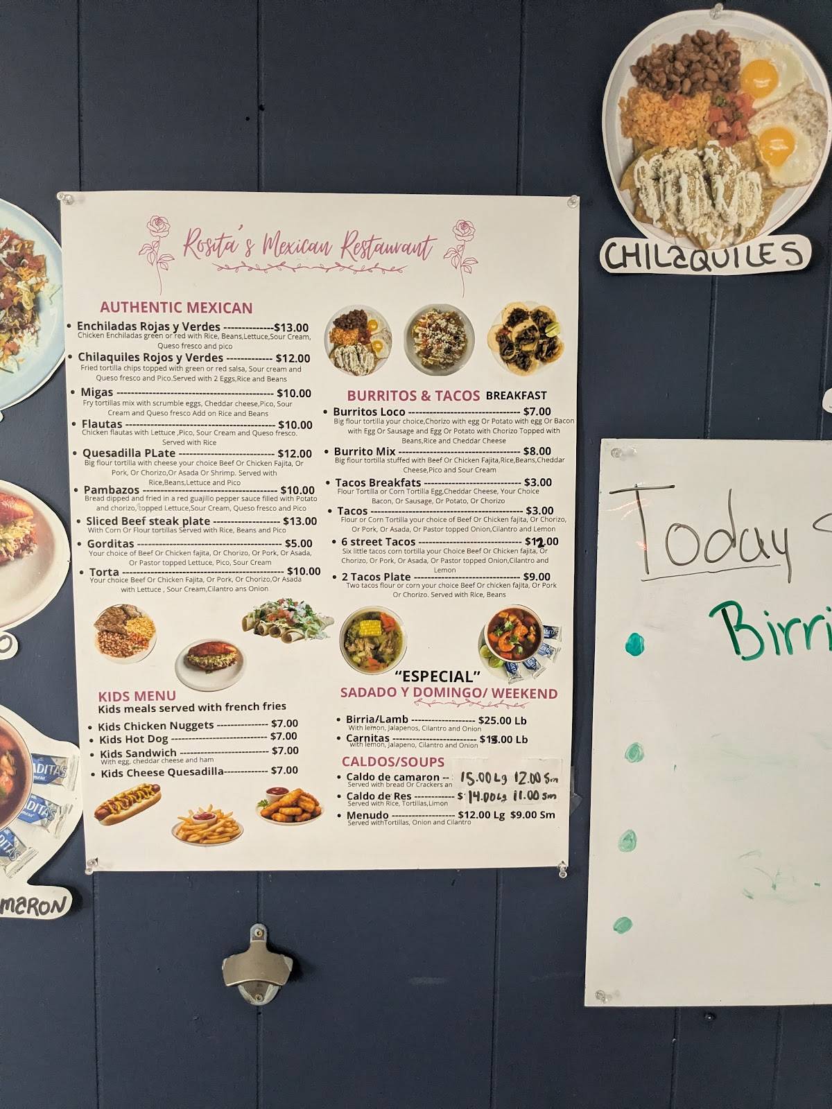 Rosita’s Mexican Restaurant меню