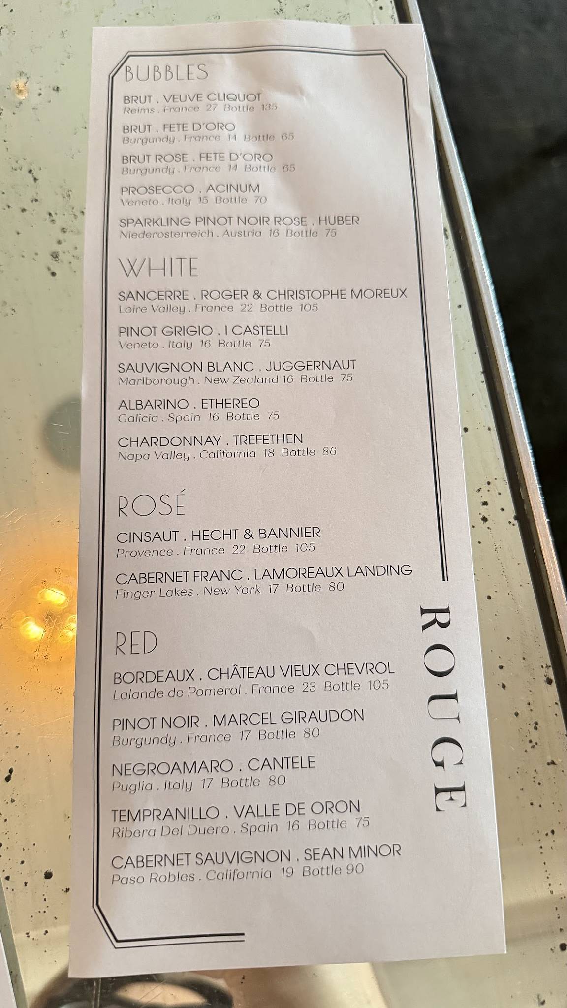 Rouge меню