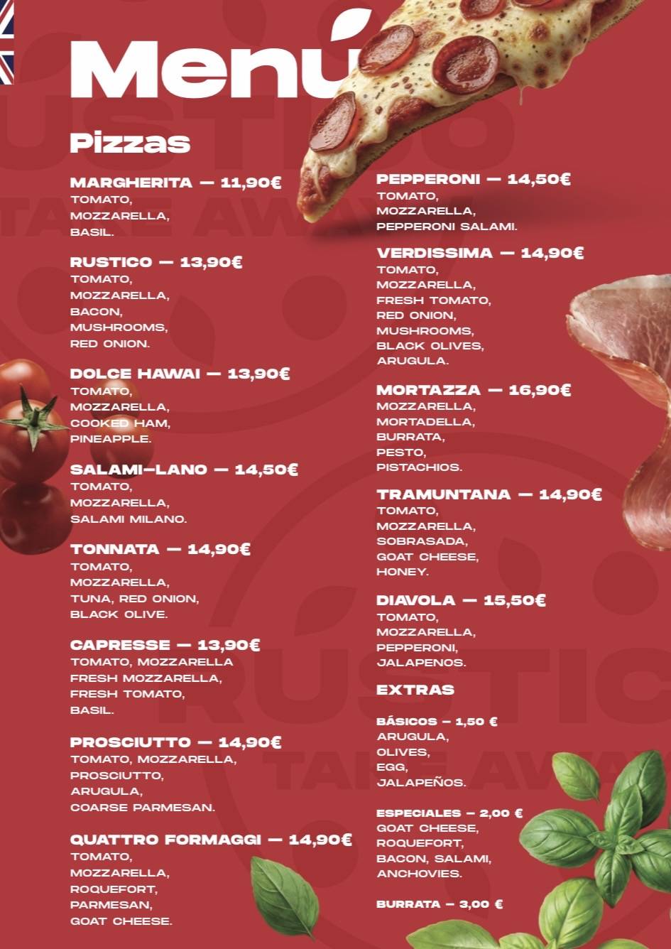 Rustico Italian Restaurant / Takeaway меню