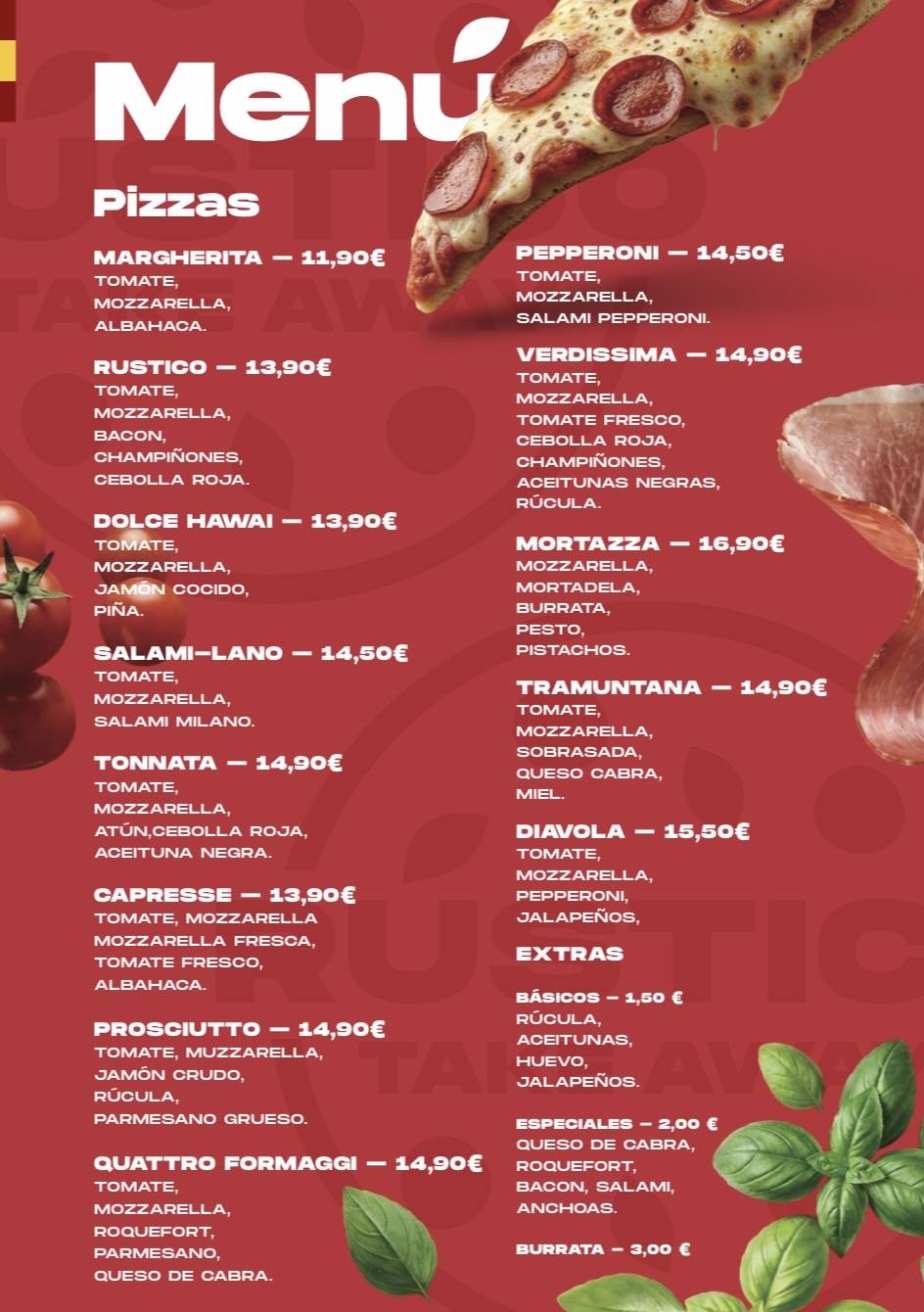 Rustico Italian Restaurant / Takeaway меню