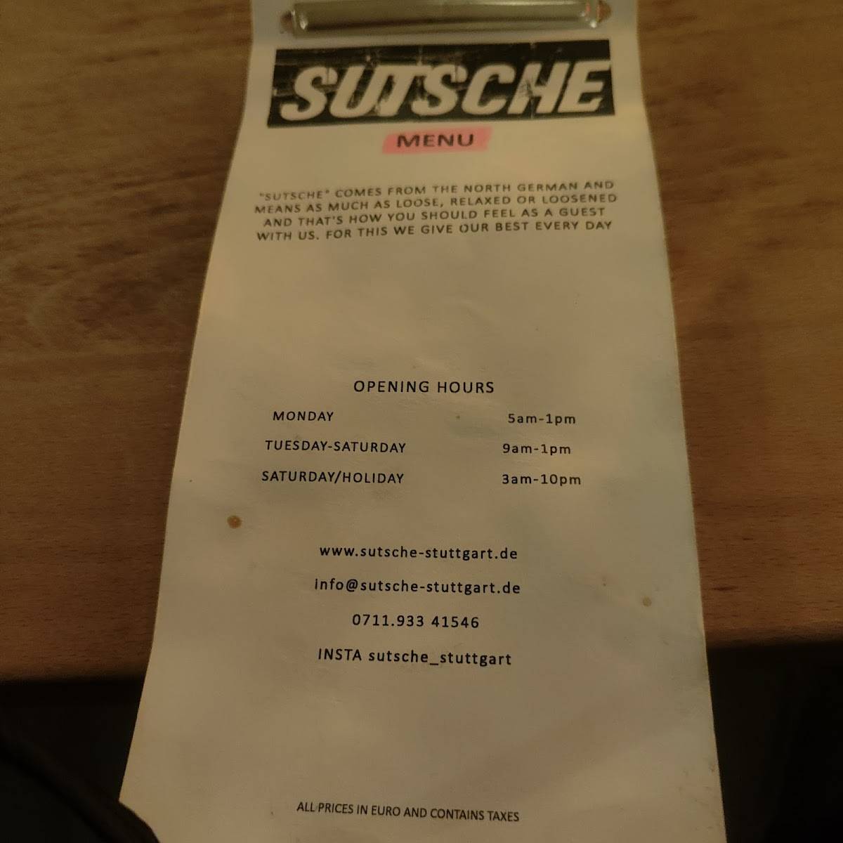 SUTSCHE меню