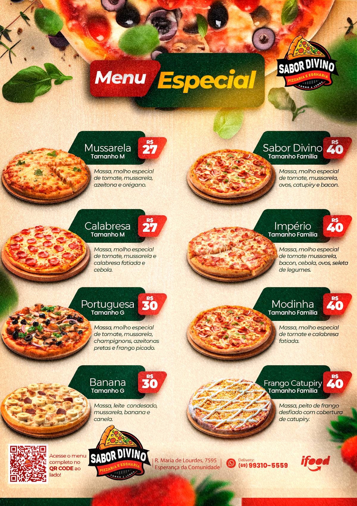 Sabor Divino pizzaria e esfiharia меню