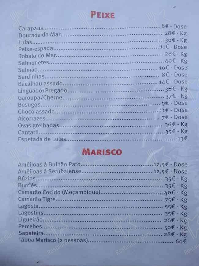Saca Rolhas меню