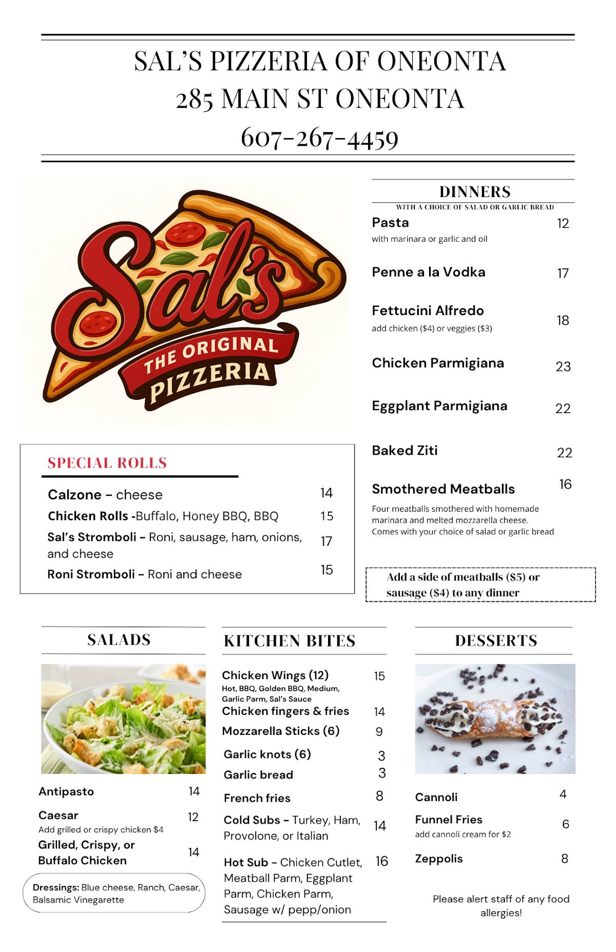 Sal's Original Pizzeria of Oneonta меню