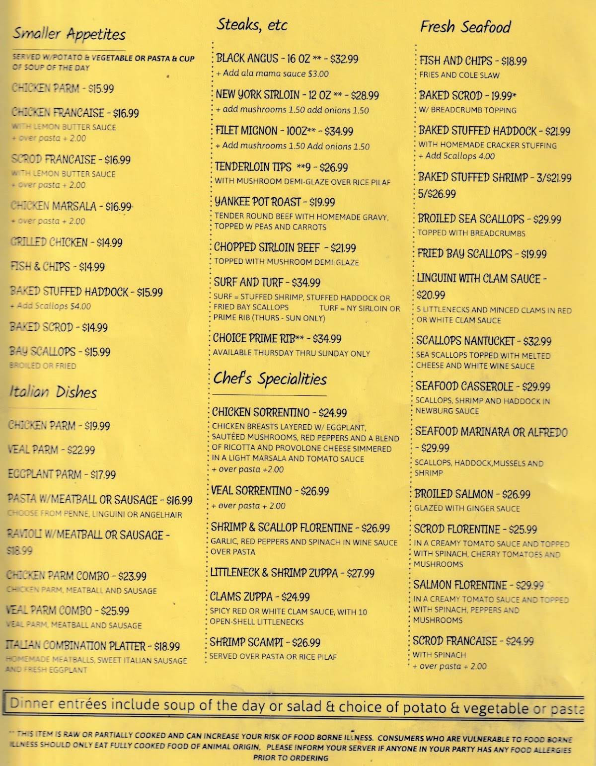 Sam's Inn меню