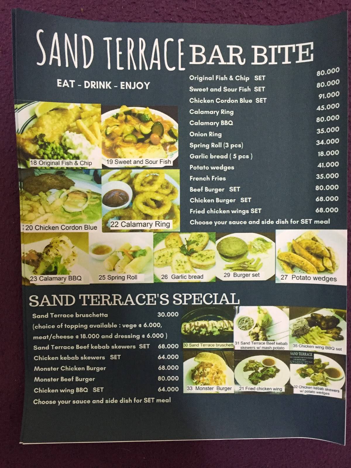 Sand Terrace меню