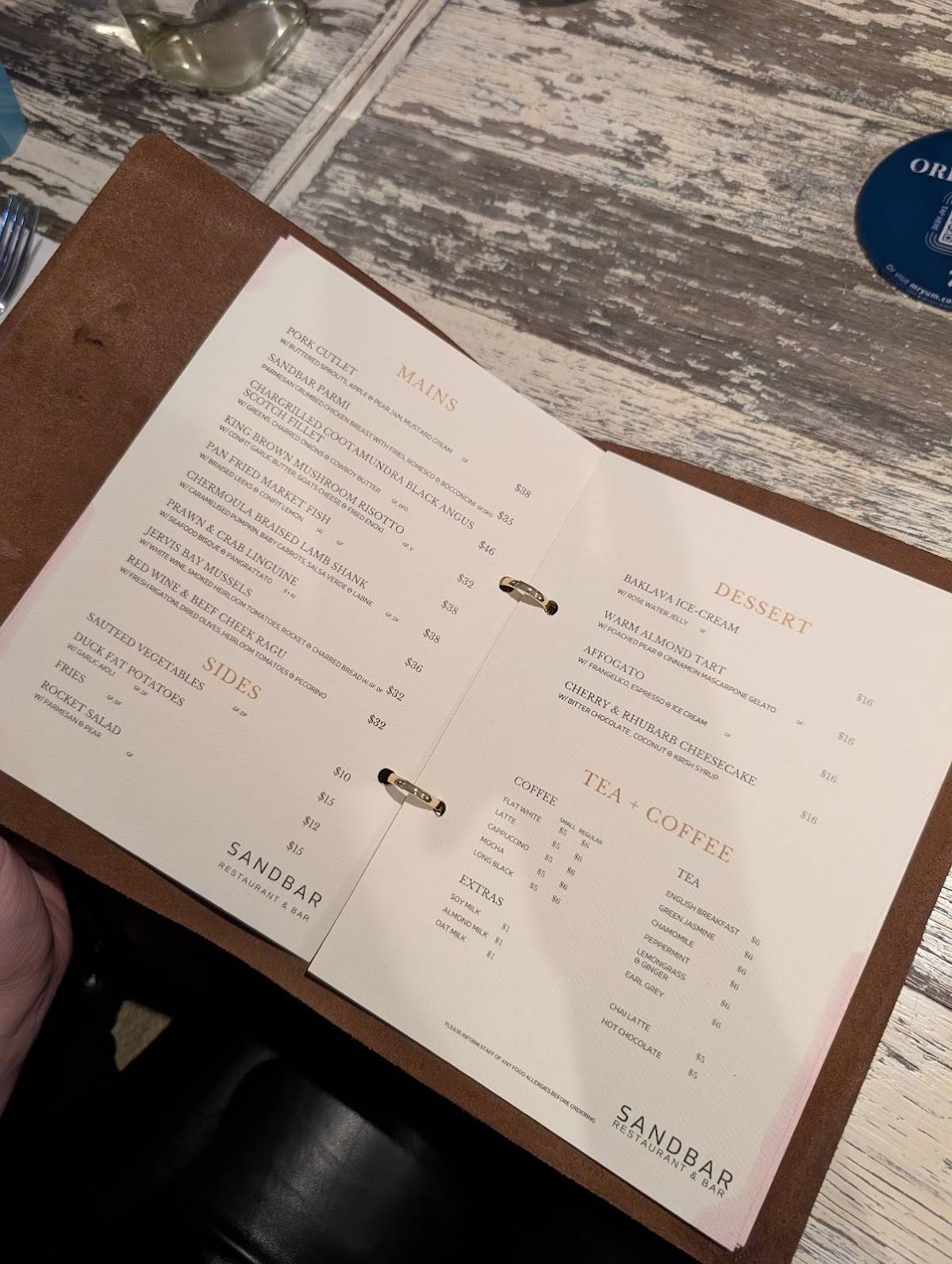 Sandbar Restaurant & Bar меню