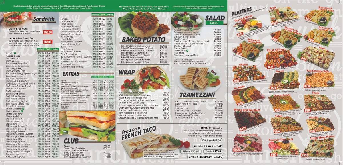Sandwich Baron Rustenburg меню