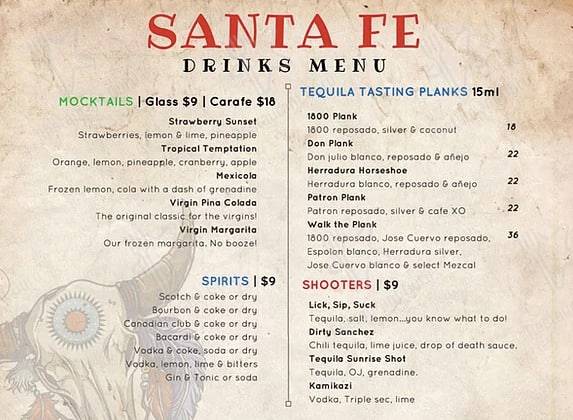Santa Fe Restaurant меню